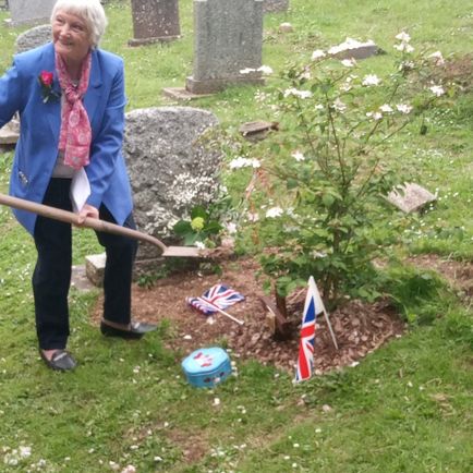 Paddy Shepherd planting the Jubilee Tree at St Peters